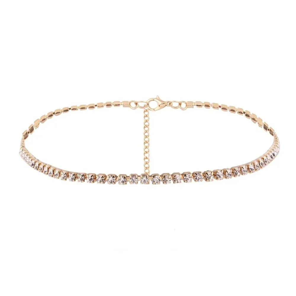 Sparkly Gold & CZ Diamonds Choker Necklace NEW - Picture 4 of 5